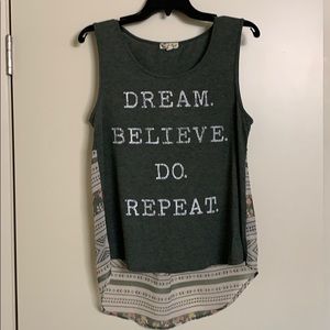 Cute Sleeveless Hi-Lo Top Tank Blouse Green Floral